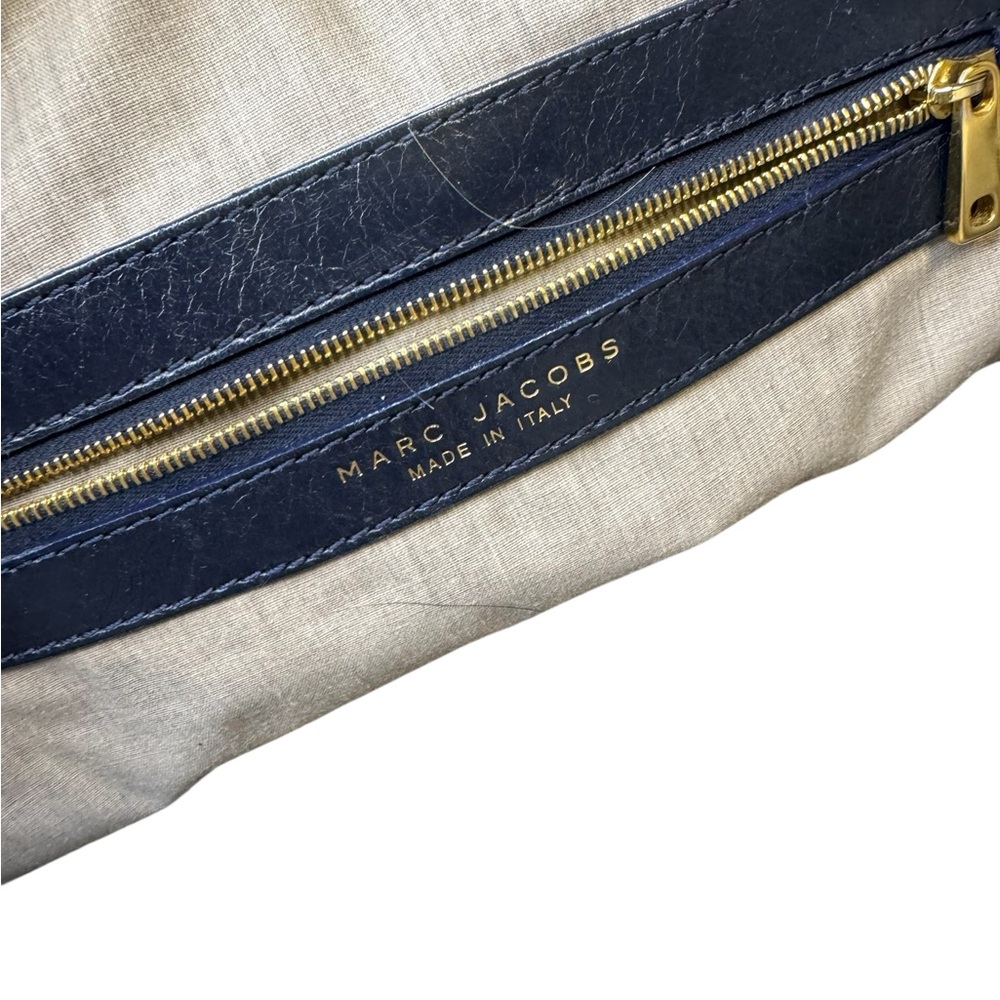 👜‎ Marc Jacobs Patchwork ‘Gennifer’ Navy Leather Chain Shoulder Bag XL Tote 👜 - Picture 11 of 16